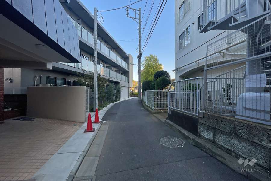 敷地南側の前面道路（西側から）