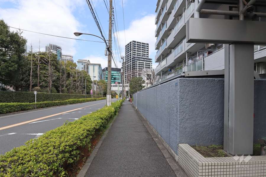 敷地西側の前面道路