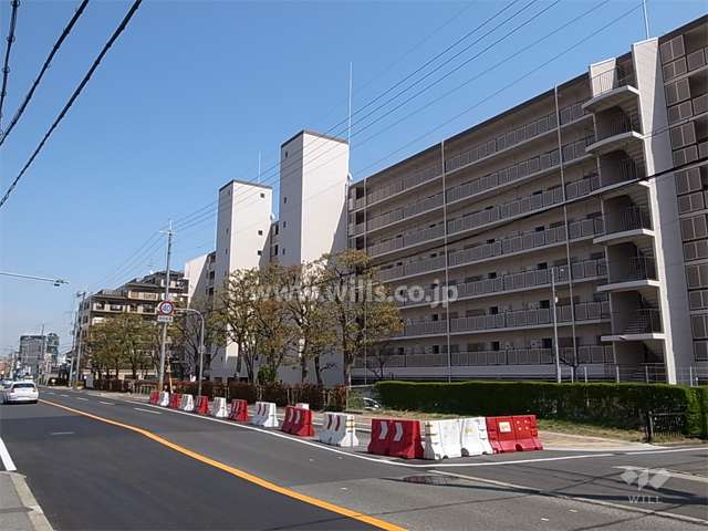 敷地の北側はバス通りに面しています。