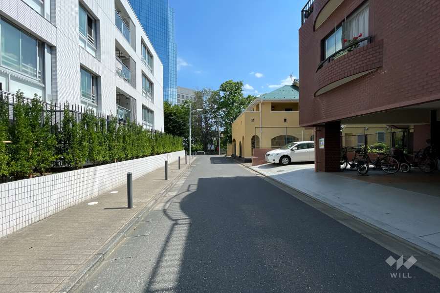 敷地東側の前面道路（北側から）