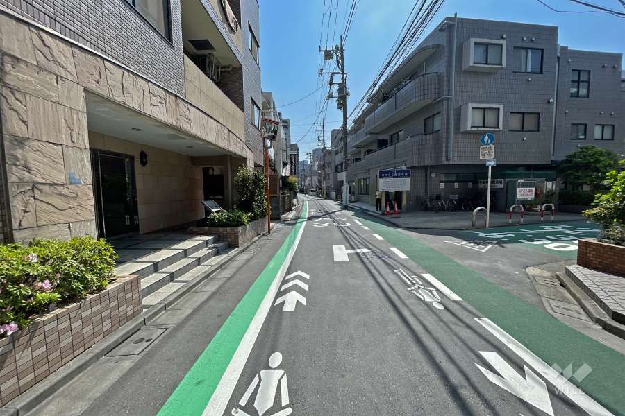 敷地南側の前面道路（西側から）