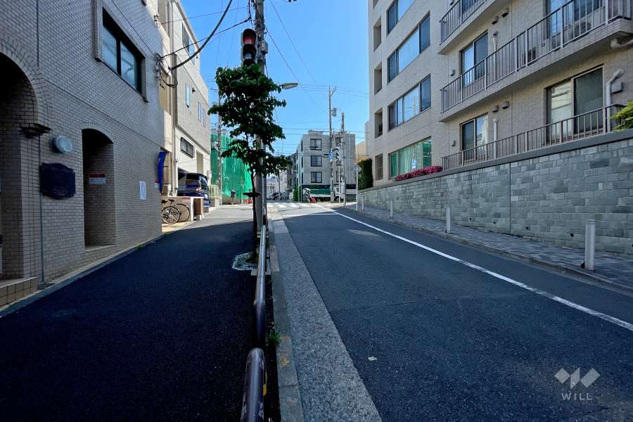 敷地北西側の前面道路（北東側から）