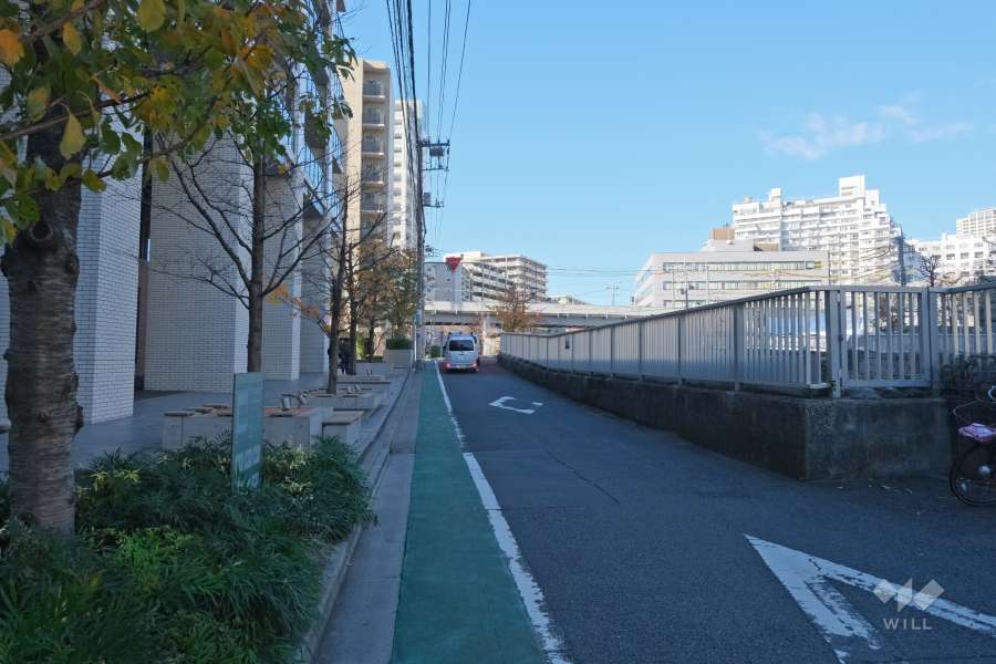 敷地北東側の前面道路（南東側から）