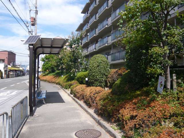 敷地西側、目の前にバス停があります。