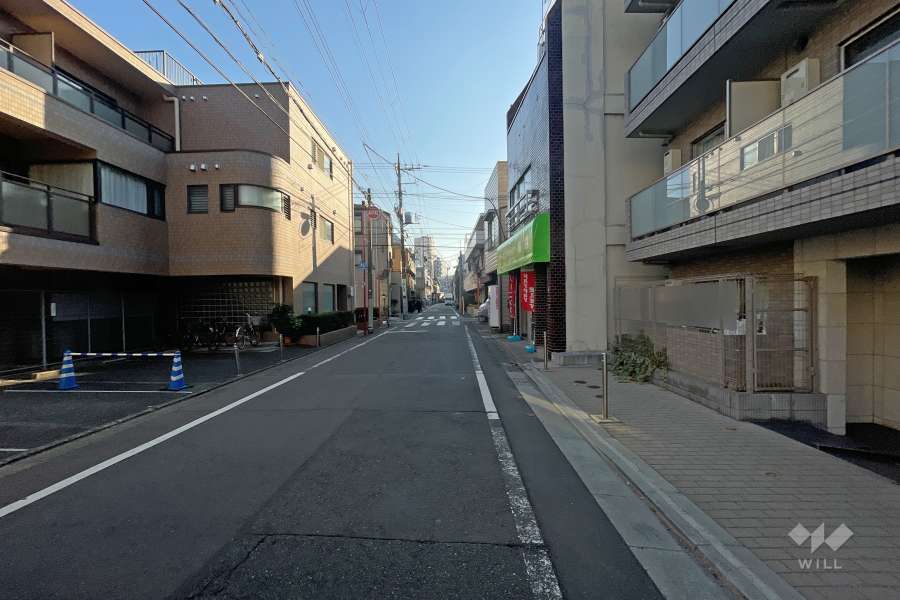 敷地東側の前面道路（北側から）