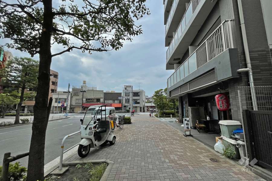 敷地南側の前面道路（東側から）