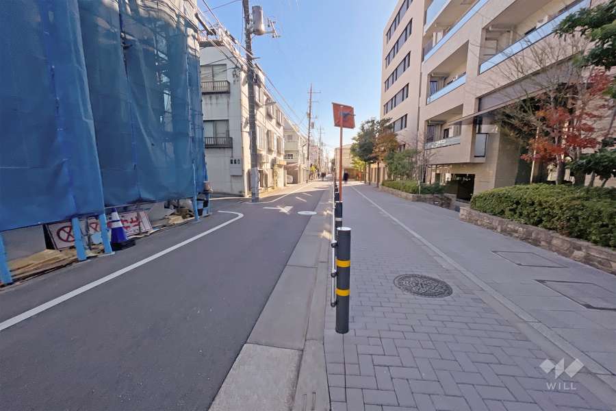 敷地東側の前面道路（北側から）