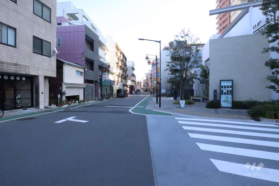 敷地北東側の前面道路（北西側から）