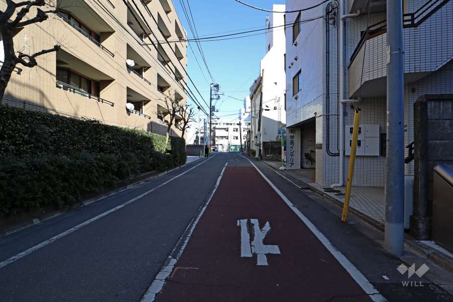 敷地南側の前面道路（西側から）