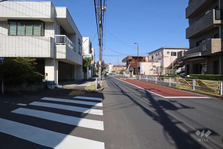 敷地北西側の前面道路(南西側から)