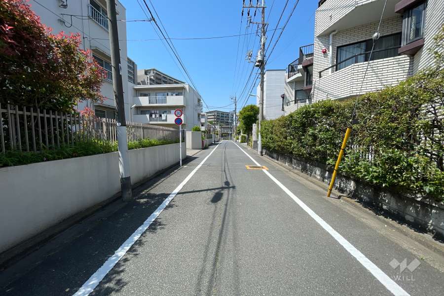 敷地西側の前面道路（南側から）