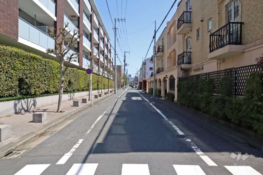 敷地北側の前面道路（西側から）