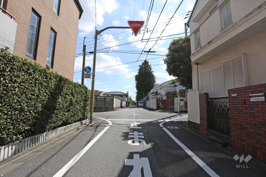 敷地西側の前面道路（北側から）