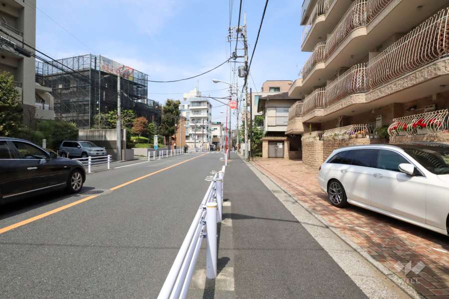 敷地西側の前面道路