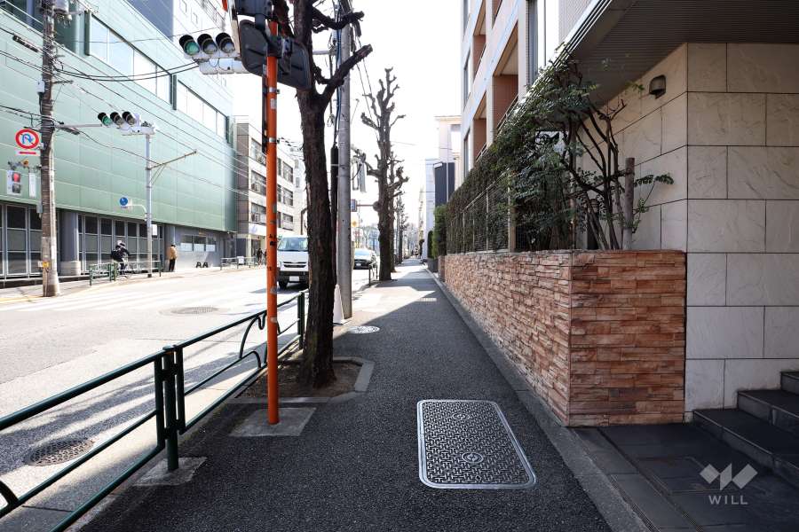 敷地東側の前面道路（北側から）