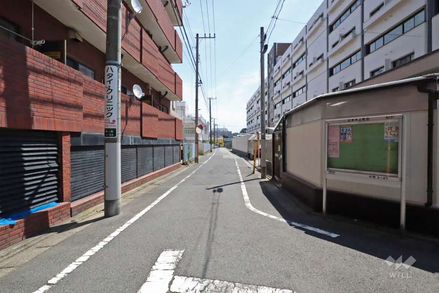 敷地北側の前面道路(西側から)