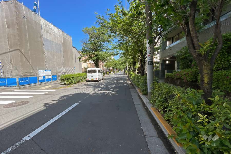敷地西側の前面道路（南側から）