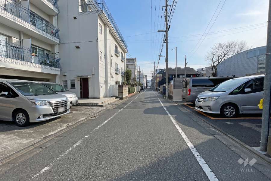 敷地西側の前面道路（北側から）