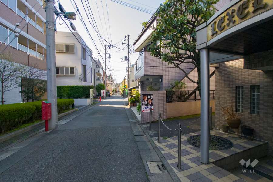 敷地の東側前面道路（北側から）