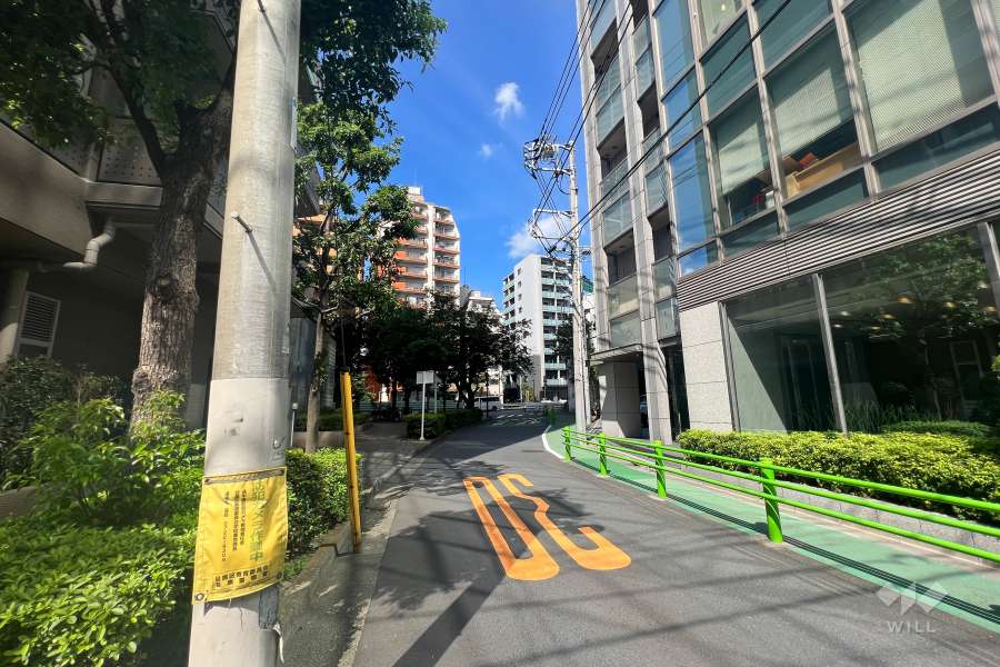 ソプラタワーの北側前面道路(東から)