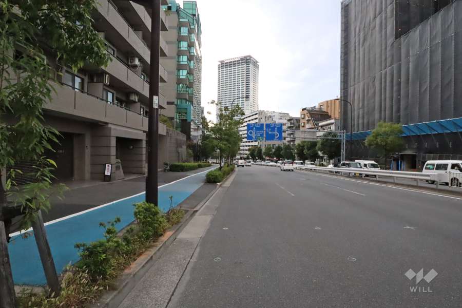 敷地西側の前面道路（北側から）