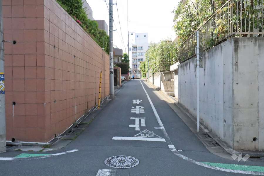 敷地北東側の前面道路(南東側から)