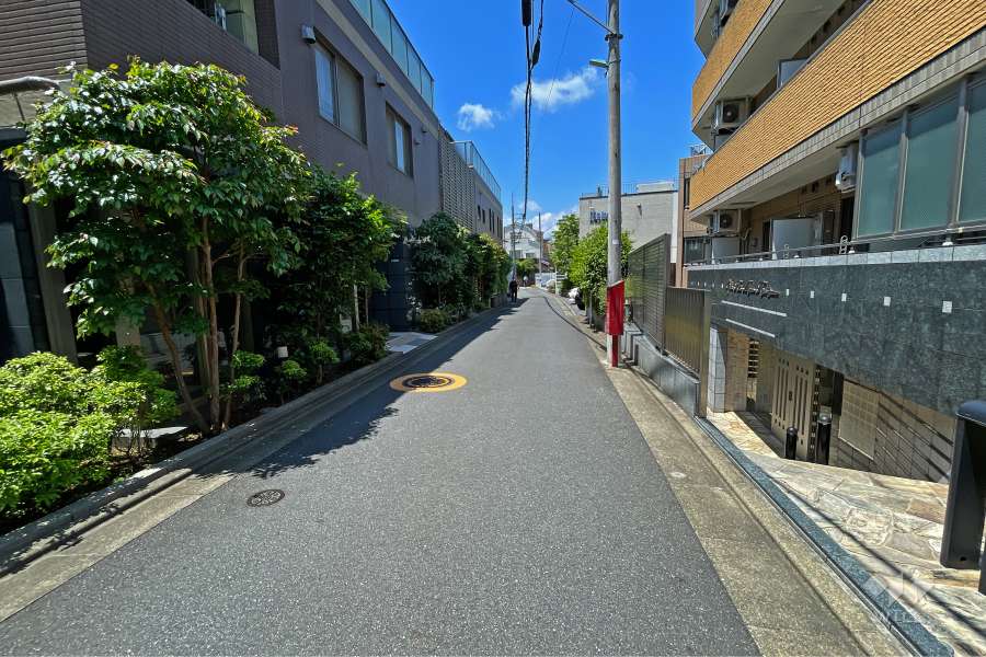 敷地東側の前面道路（南側から）