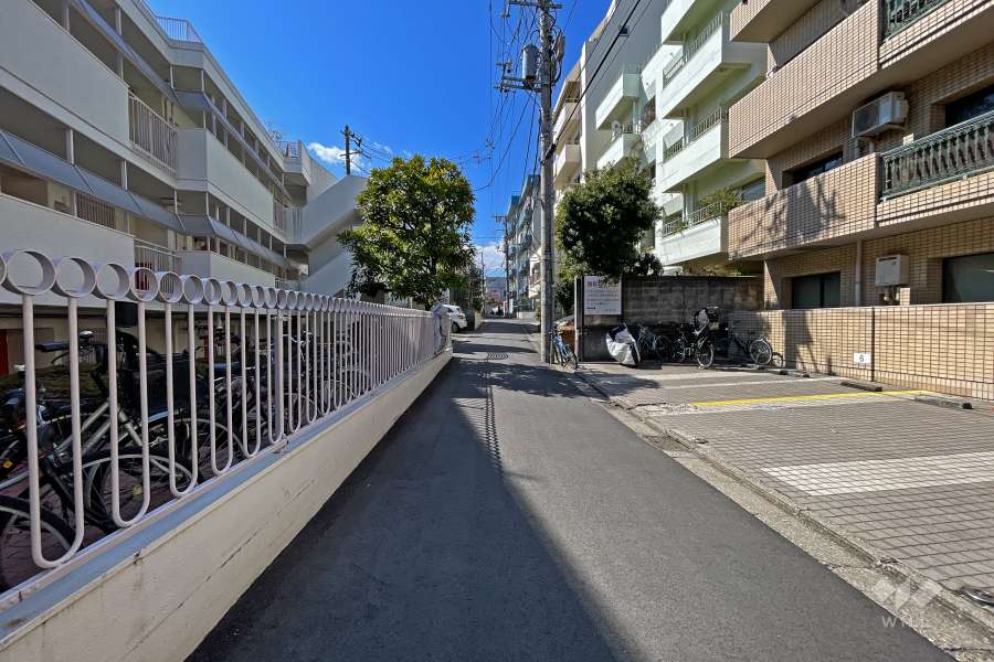 敷地北西側の前面道路(北東側から)
