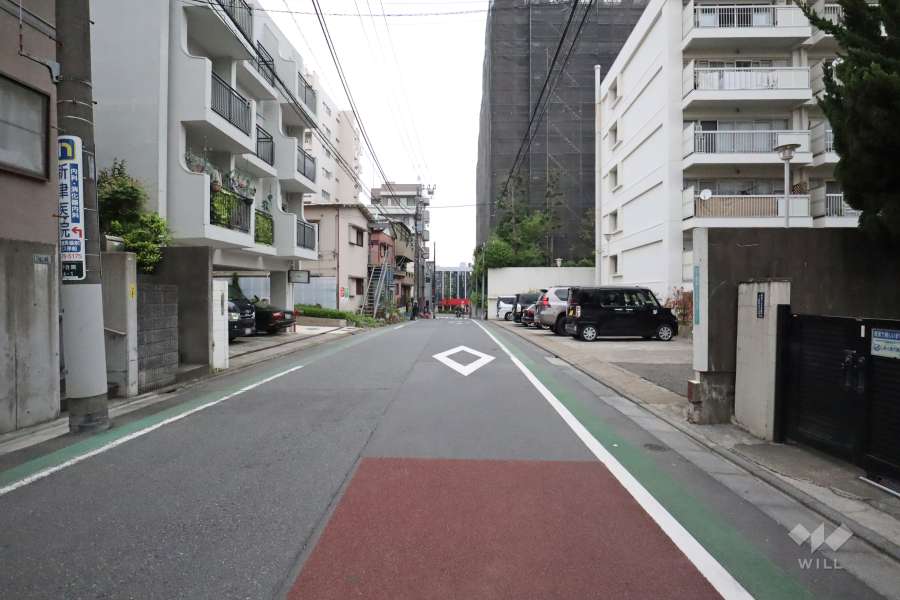敷地西側の前面道路(南側から)