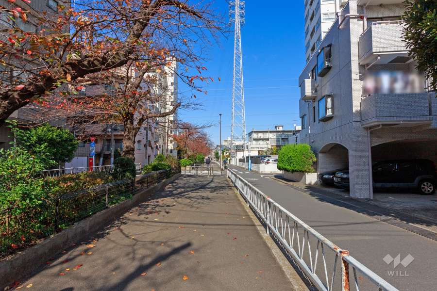 敷地の西側の前面道路