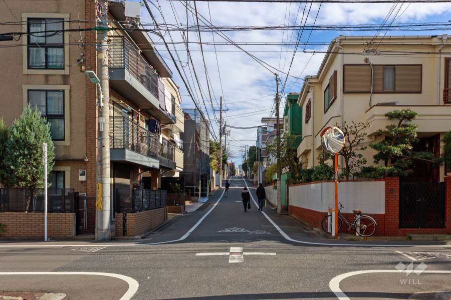 敷地南側の前面道路（西側から）