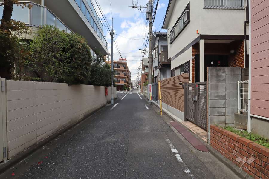 敷地皮脂側の前面道路(南側から)