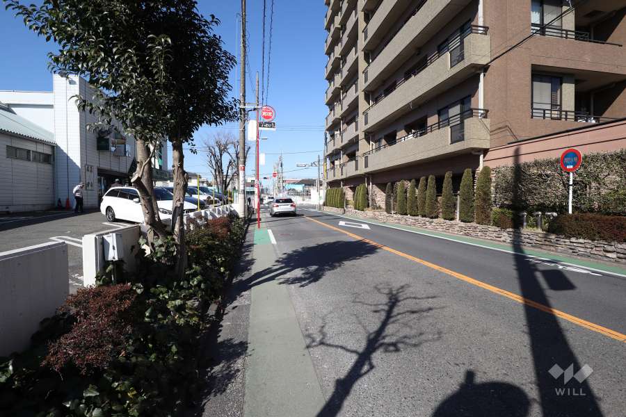 敷地西側の前面道路