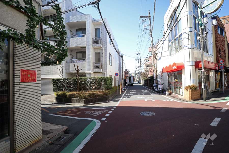 敷地北西側の前面道路(北東側から)