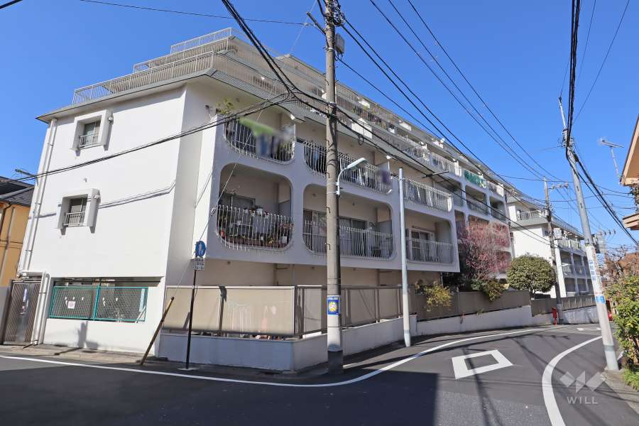 自由ケ丘スカイハイツの外観（南西側から）