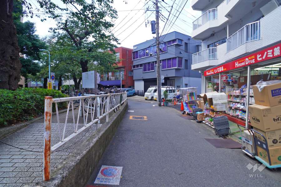 敷地南西側の前面道路（南東側から）