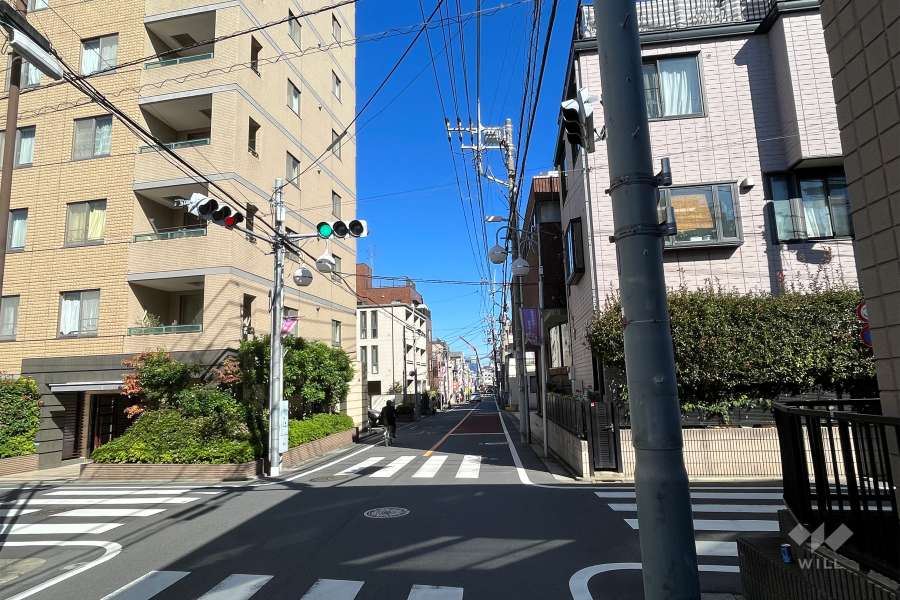 敷地東側の前面道路（南側から）