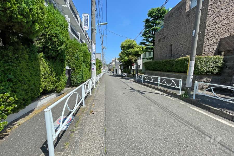 敷地南側の前面道路（西側から）