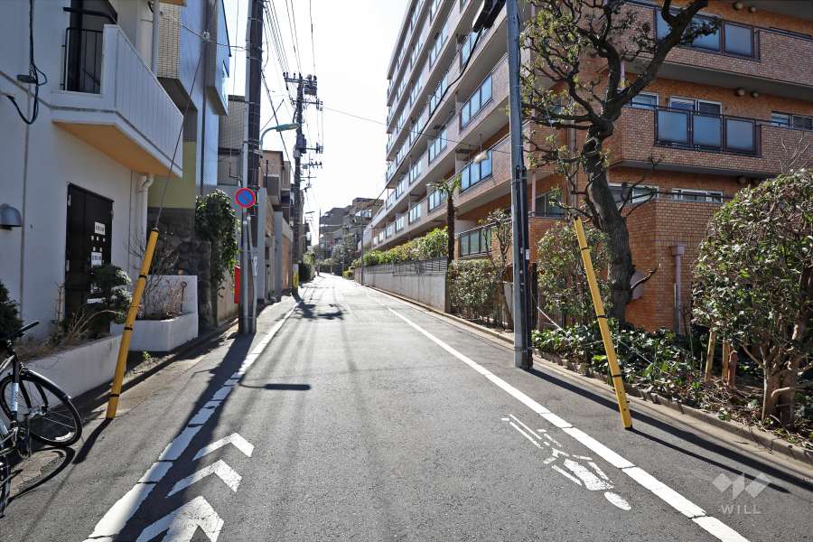 敷地東側の前面道路（北側から）