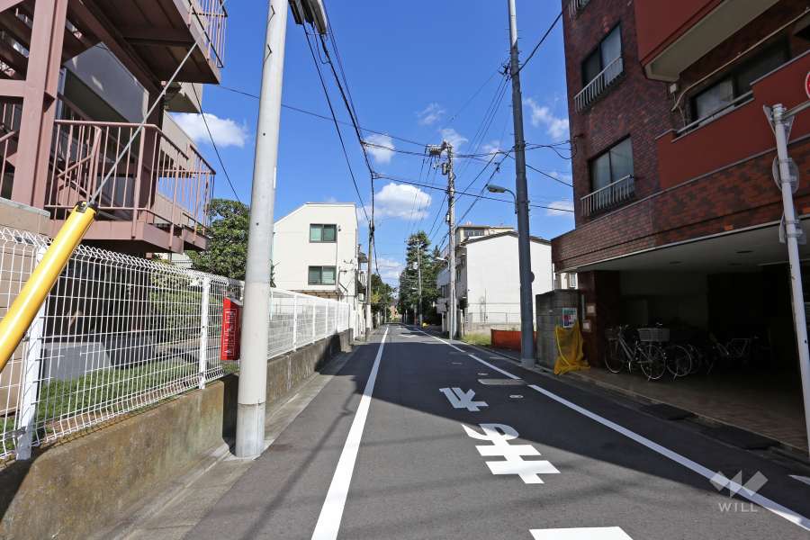 敷地南側の前面道路（西側から）