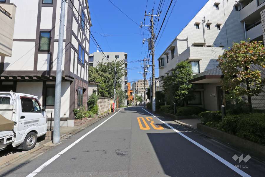 敷地北側の前面道路（西側から）
