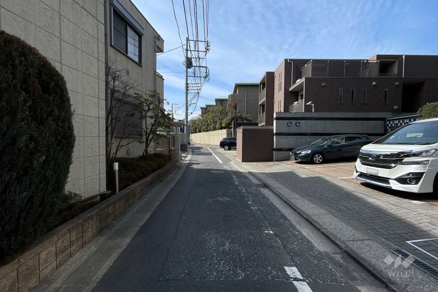 敷地南側の前面道路（西側から）