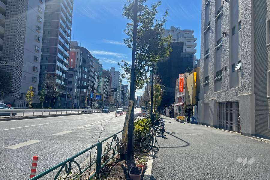 敷地の東側前面道路(北西側から)