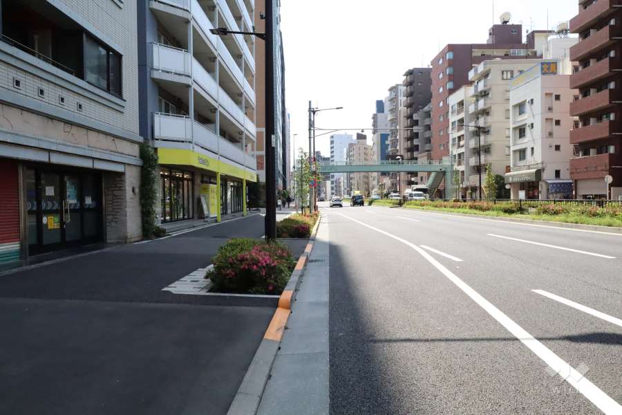 敷地南西側の前面道路(北西側から)