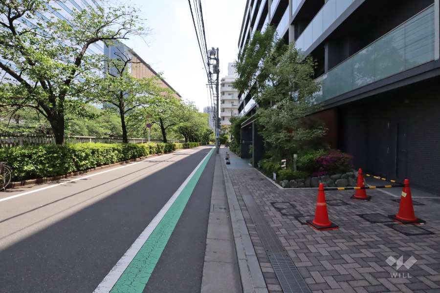 敷地北東側の前面道路(北西側から)