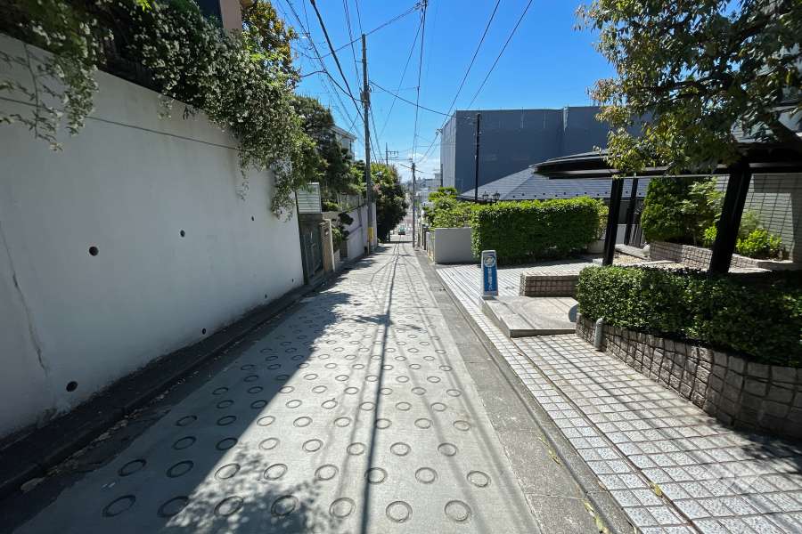 敷地南東側の前面道路（北東側から）