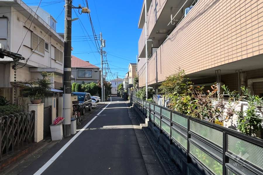 敷地の南側前面道路（東側から）