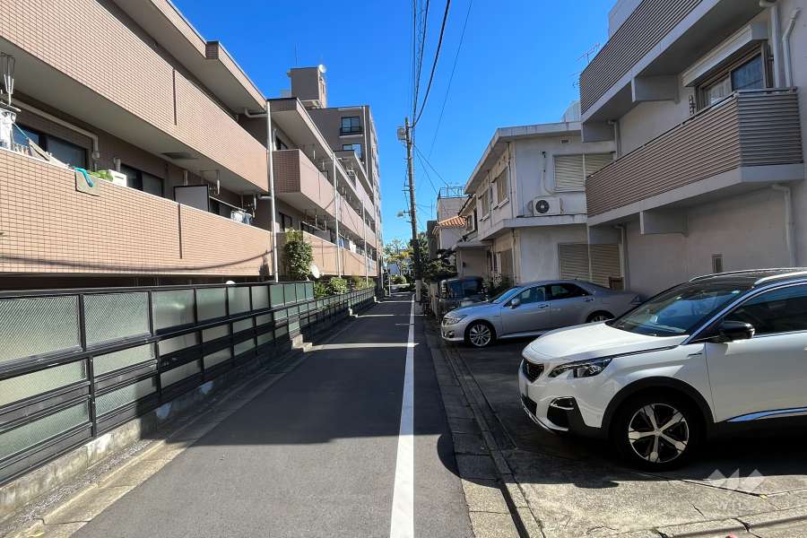 敷地の南側前面道路（西側から）