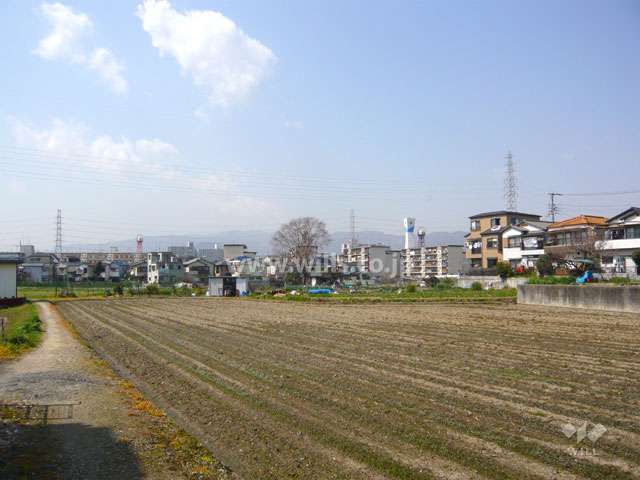 敷地西側には田畑が広がっています。