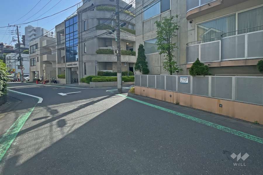 敷地東側の前面道路（北側から）